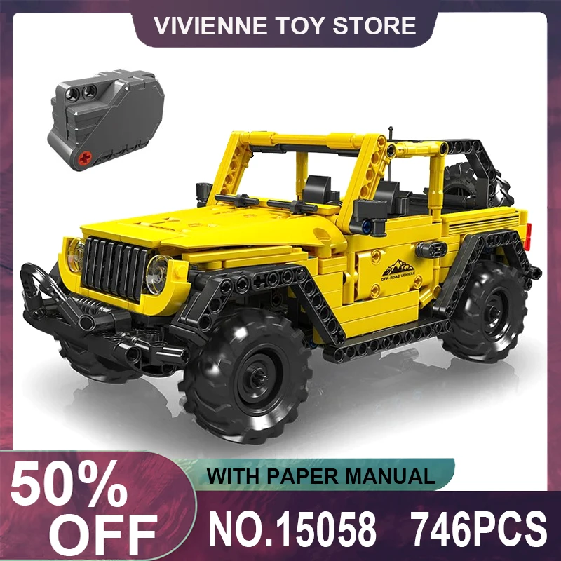 

Форма король 15058 MOC технический внедорожник Wrangler Тяговая модель автомобиля строительные блоки кирпичи головоломка игрушка рождественские подарки для детей