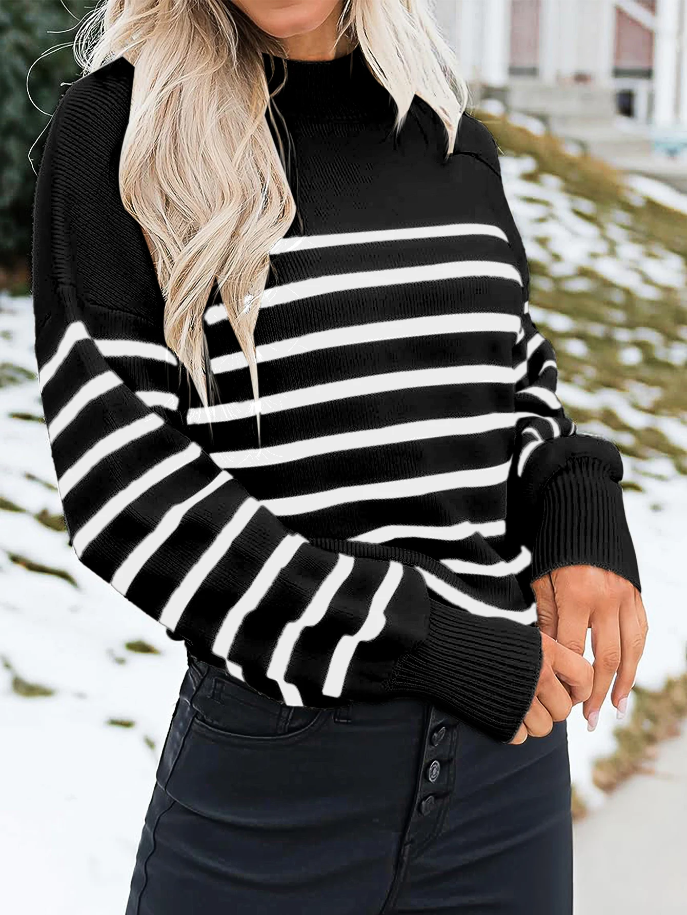 Sumachi spring Korean long sleeve T-shirt women\'s stripes with loose round neck long sleeve stitching pure cotton knitted jacket