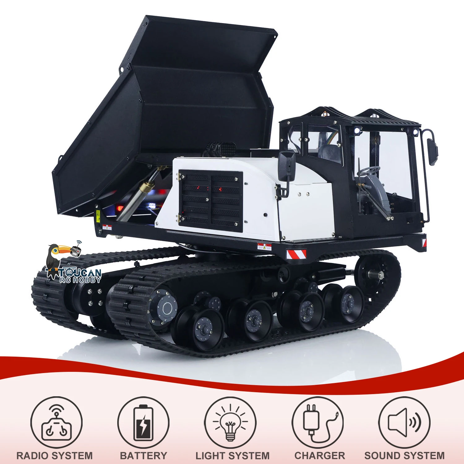 

На складе США 1/14 RTR RC Гидравлический гусеничный грузовик T14r Радиоуправление Металлический самосвал Модель автомобиля Вращение на 360 градусов Световая звуковая система