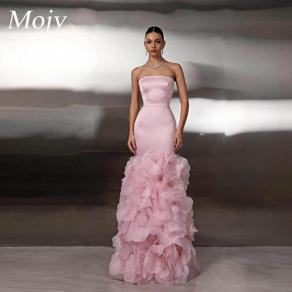Mojy Индивидуальные изысканные платья ручной работы с цветочной складкой Русалка на тонких бретельках Длинные платья на заказ Сексуальные платья для особых случаев