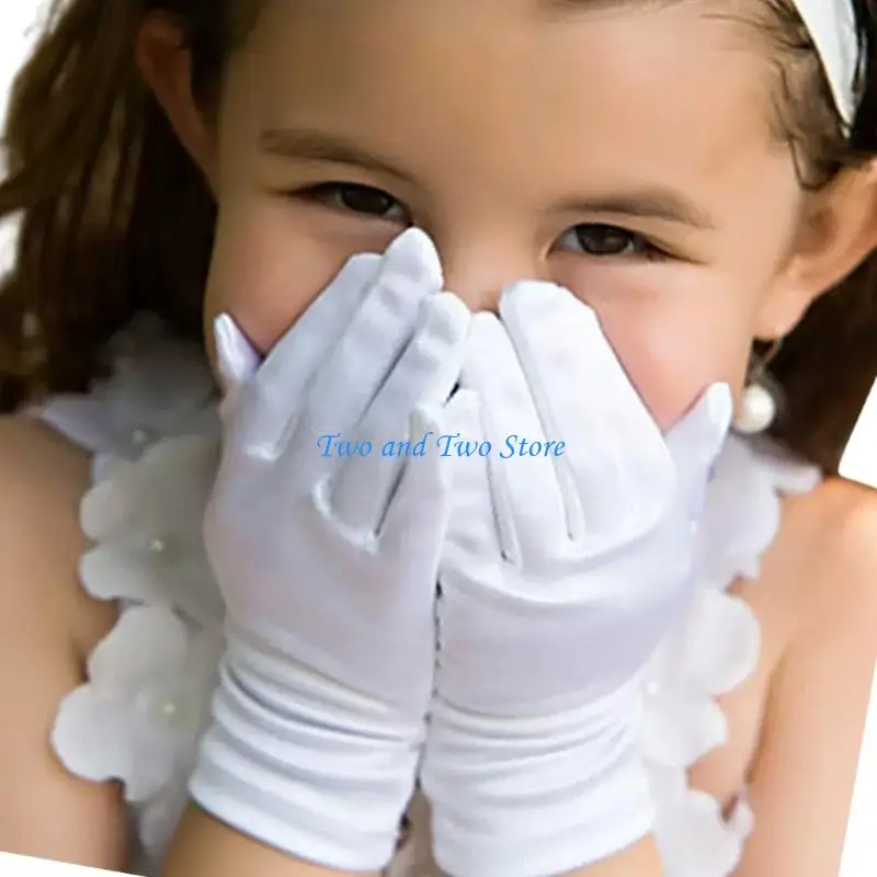 

HX6F White Gloves Little Girls Short Gloves for Birthday Parties Photoshoots