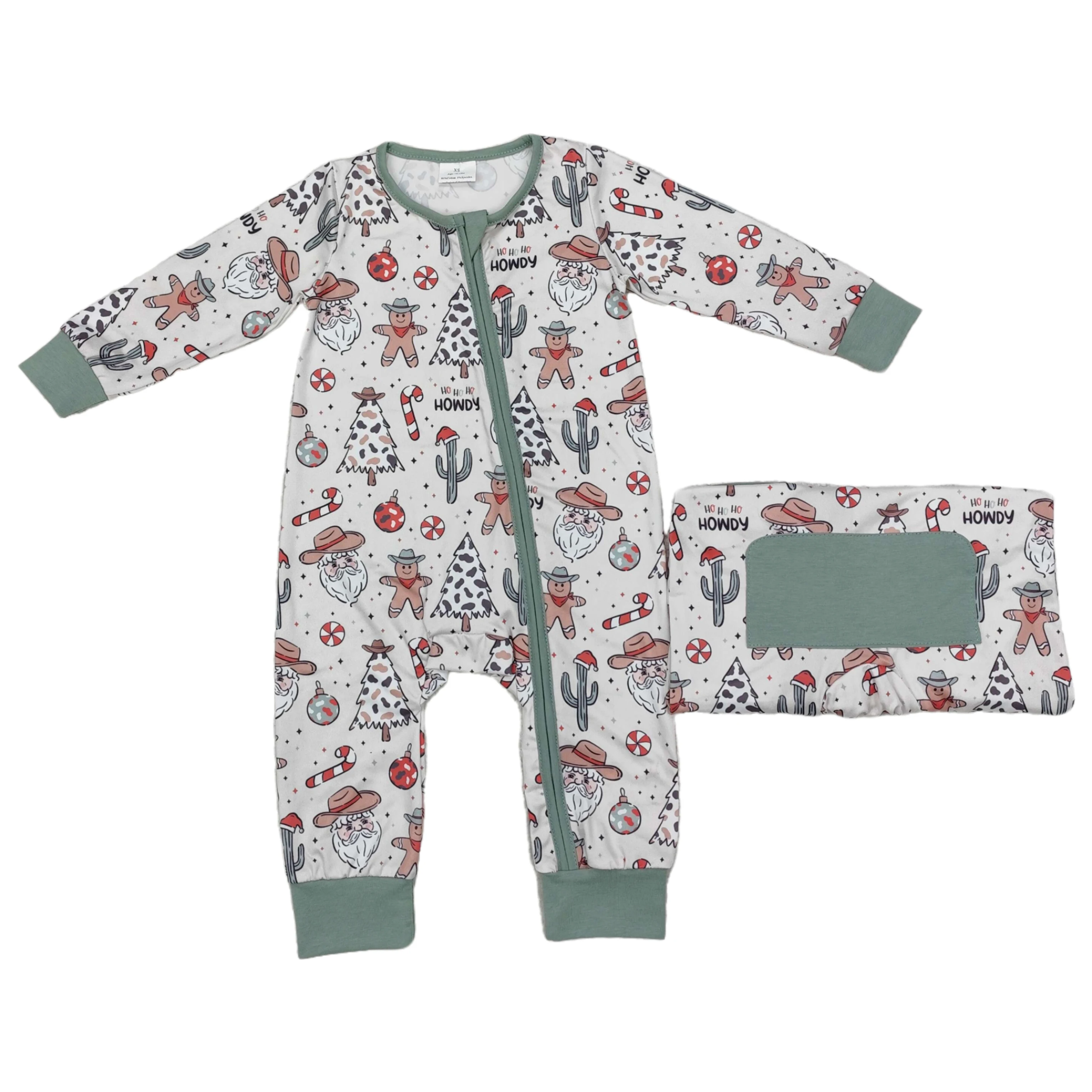 Wholesale Kids Zipper One-piece Newborn Coverall Christmas Bodysuit Infant Long Sleeves Howdy Jumpsuit Toddler Baby Boy Romper