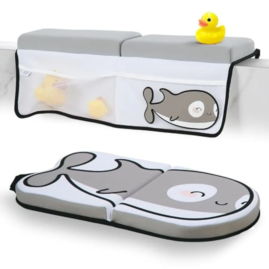 

Bath Kneeler and Elbow Rest Pad Set Ergonomic Baby Bath Kneeling Pad with Memory Foam and Non-Slip Design Orca-Themed Comfort w
