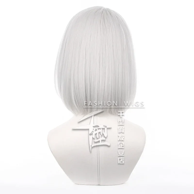 Anby Demara Cosplay Wig Game Zenless Zone Zero 32cm Short Straight Silver White Heat Resistant Synthetic Halloween Party Wigs