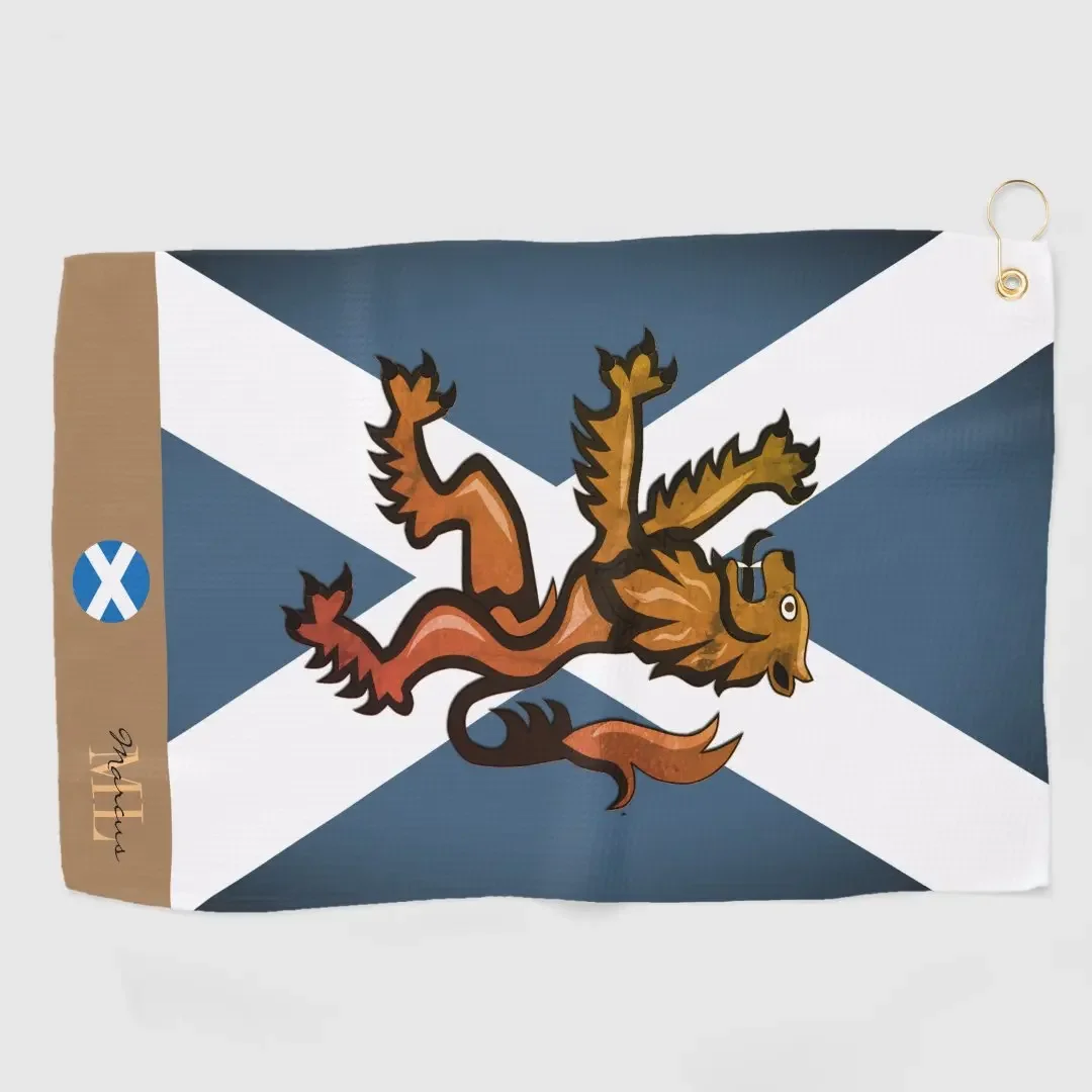 Toalla De Golf Bandera escocesa y Escocia, monogramada /Rampant 16x24in