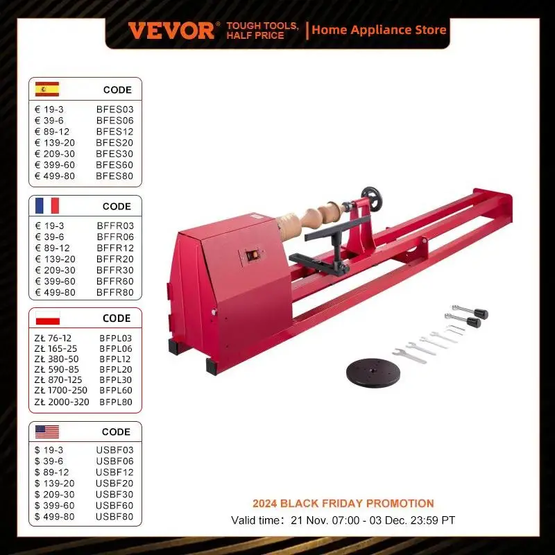 เครื่องกลึงไม้ vevor, เครื่องกลึงกำลังไฟ14 ''x 40'', เครื่องกลึงไม้1/2 HP, เครื่องกลึงมาตรฐาน1/2เฟส, เครื่องกลึงไม้ Excelsior 3ชิ้น