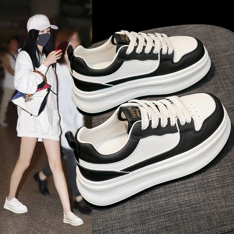 2025 novo u couro feminino branco casual mulher vulcanizar tênis respirável esporte caminhada correndo plataforma sapatos planos