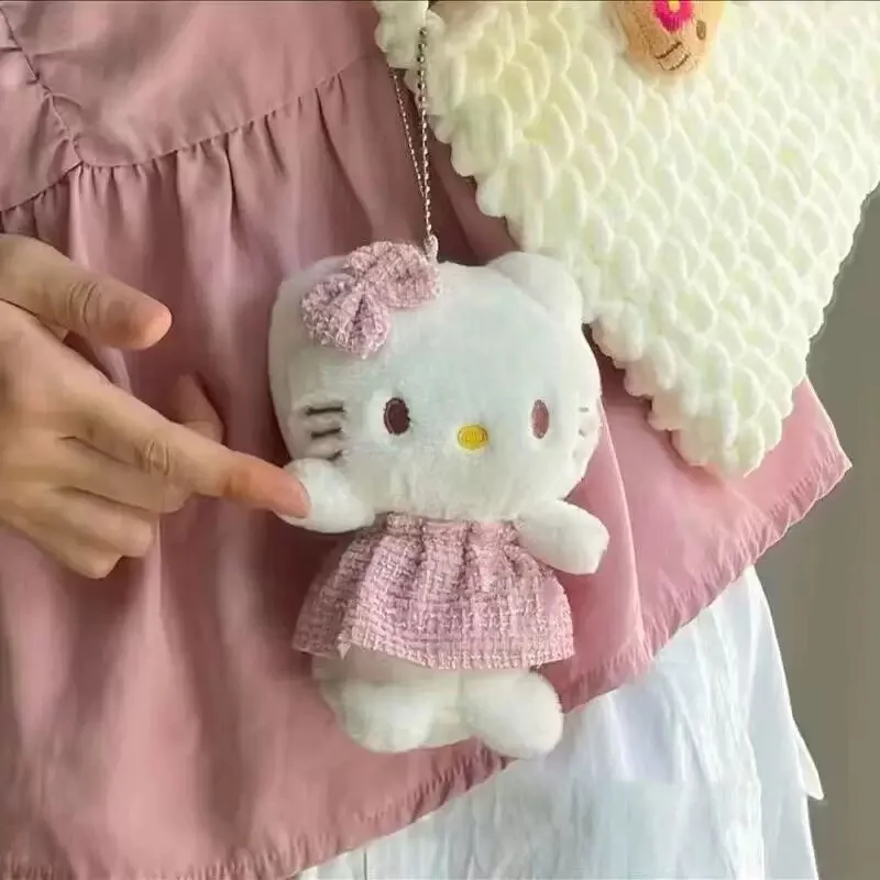 Hello Kitty 15 cm Schlüsselanhänger, Plüsch-Engel, Ins-Puppe, Kawaii-Anhänger, Anime-Cartoon-Plüschtier, Weihnachtsgeschenke für Freunde