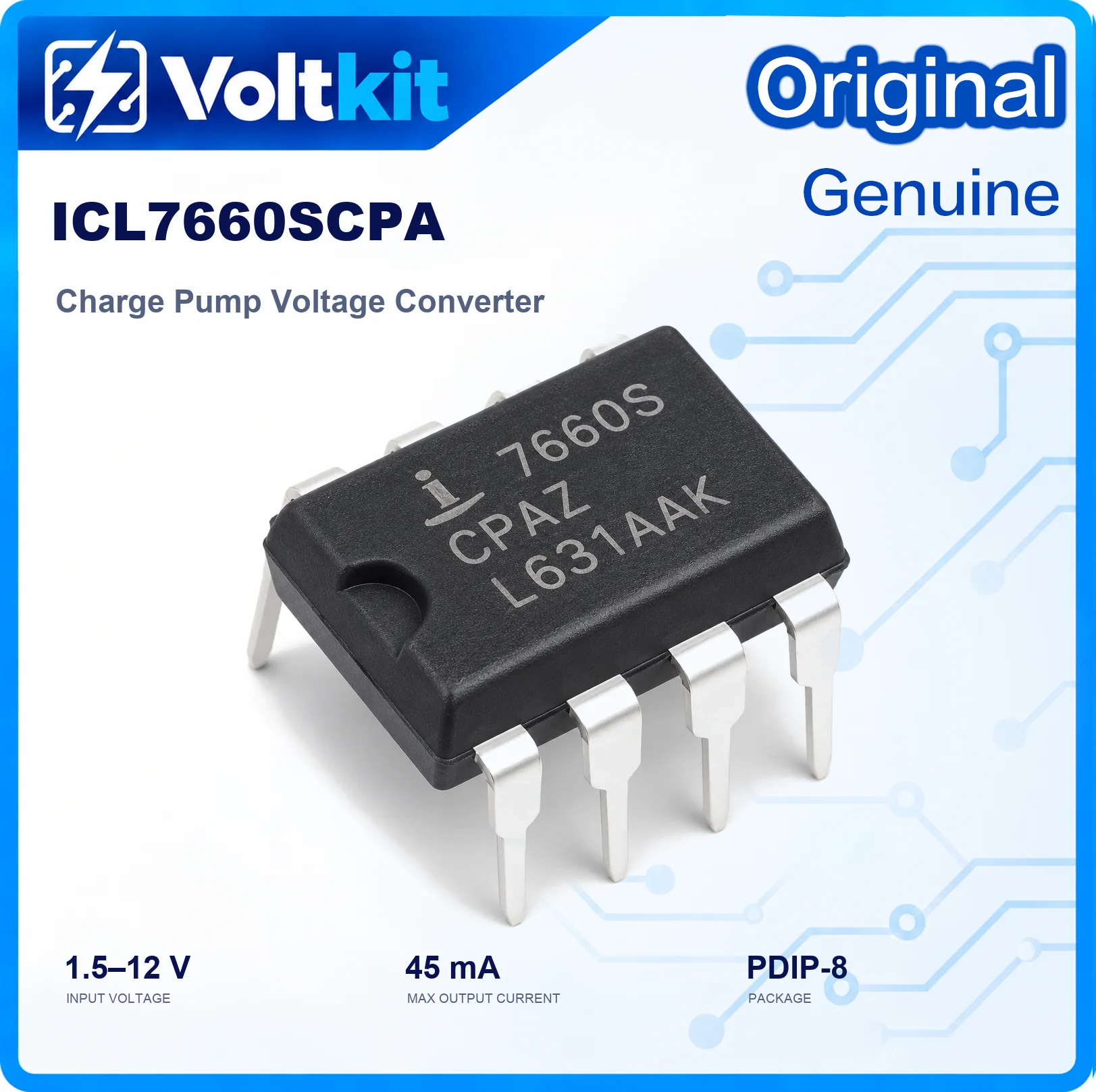 10PCS ICL7660SCPA ICL7660 DIP-8 CMOS Charge Pump Voltage Converter Inverter IC 1.5V-10V