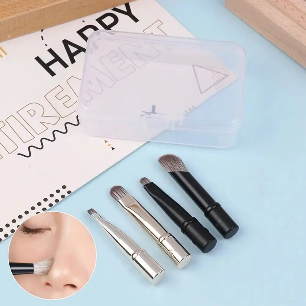1 Zestaw Mini Pędzli do Makijażu Konturowania i Korekcyjnego Dwustronny Pędzel do Cieni do Powiek z Możliwością Odłączania 6 w 1 z Pudełkiem Narzędzie Kosmetyczne Podróżne