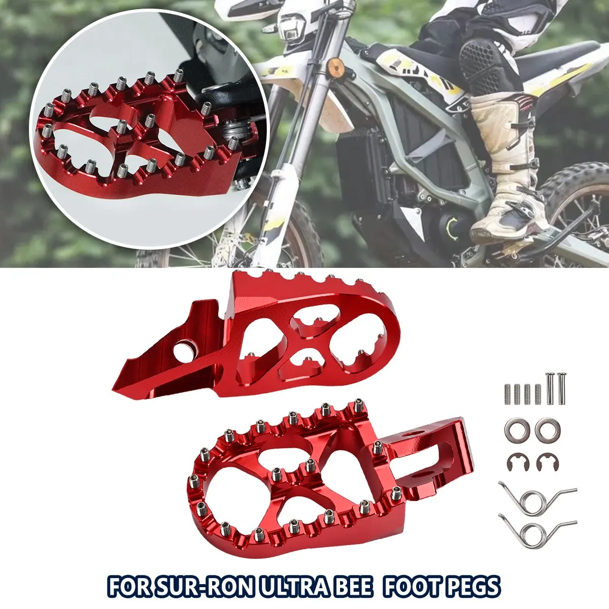 

E-bike Footpegs Foot Pegs Footrest Red For Sur-Ron Ultra Bee 2023 Electric Off-Road Vehicle