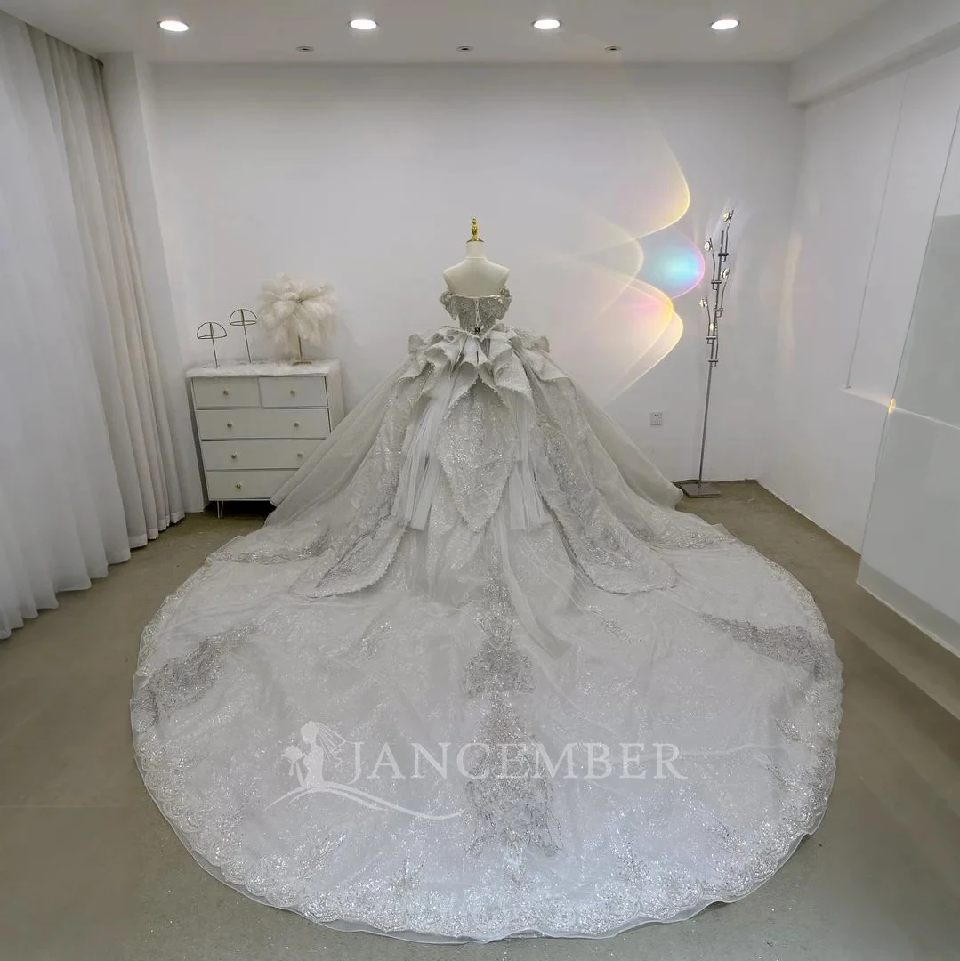 2025 스위트하트 오간자 브라이덜 볼 가운 맞춤형 반소매 웨딩 드레스 진주 공주 웨딩 드레스 여성용 드레스