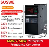 SUSWE SU800 VFD 4KW/5.5KW/7.5 KW 220V/380V Frequency Converter RS485 Inverter 3 phase output Speed Controller