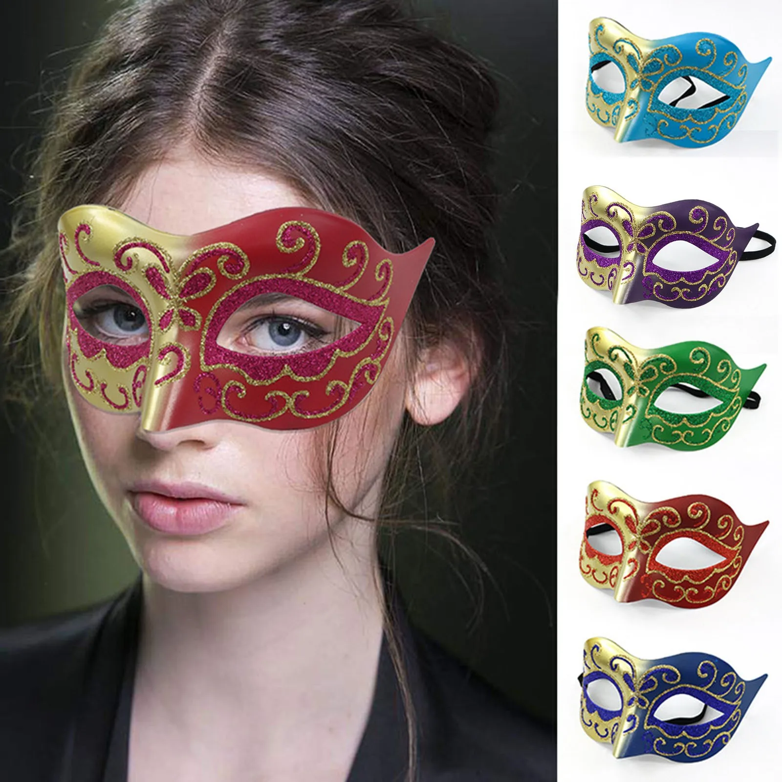 Mardi For Men Golden And Green For Party Women Masquerade Costume Party Accessory Little Beauty Eye Painted Gold Party Favors