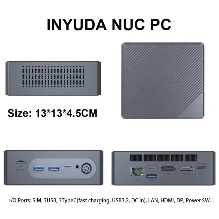 NUC Mini PC I5 I7 12th 13th  Windows10/11 RAM 8G 16G 32G USB3.0 Type-C 4K Dual HD-MI Mini Pocket Portable Pc - view 6