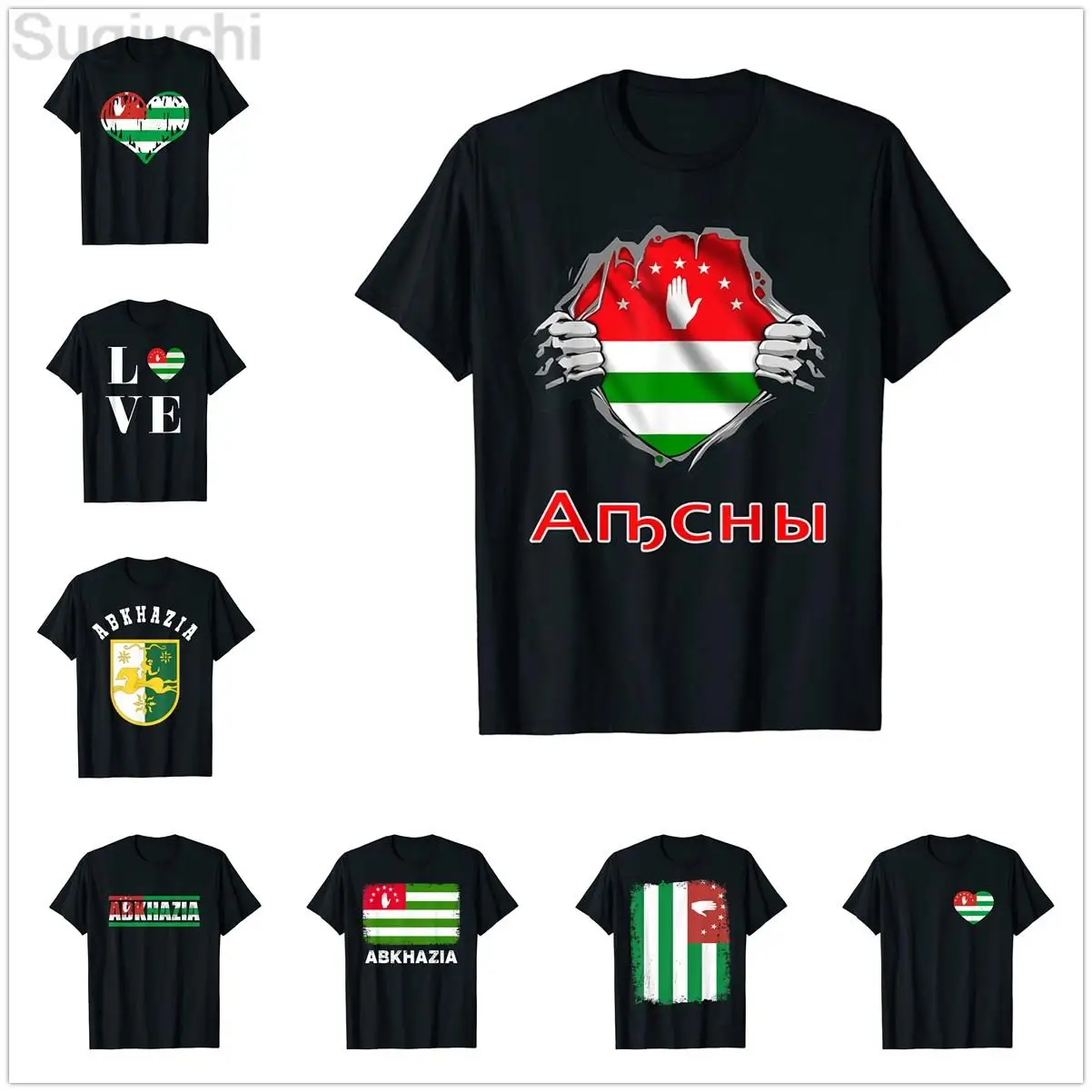 100% Cotton Circassian Abkhazia Flag of Abkhazia MEN WOMEN Hip Hop T Shirts Size XS-5XL