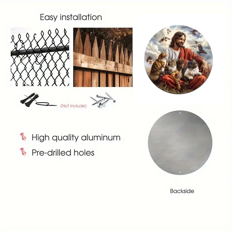 أطباق زخرفية معدنية مستديرة من الألومنيوم ، ملاك مع موضوع Jesus ، سطح مكتب فني ، منزل ، مكتب ، كنيسة ، مقهى ، نادي ، ساحة ، ديكور حائط #3