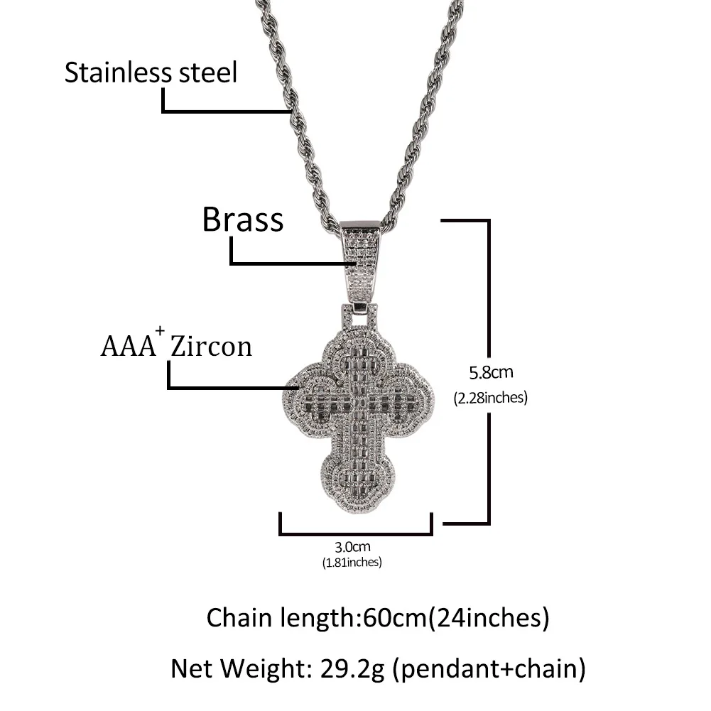 

Small Round Cross Iced Out Bling Bling Pendant Necklace Mirco Pave Prong Setting Men Women Fashion Hip Hop Jewelry BP079