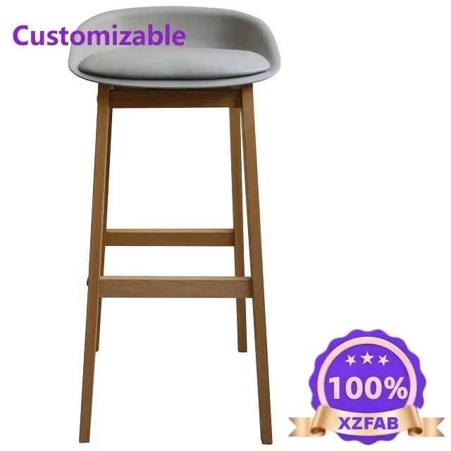 Factory Direct 2026 Modern Plastic High Bar Chair Hot Sale Chair With 4 Wood Legs