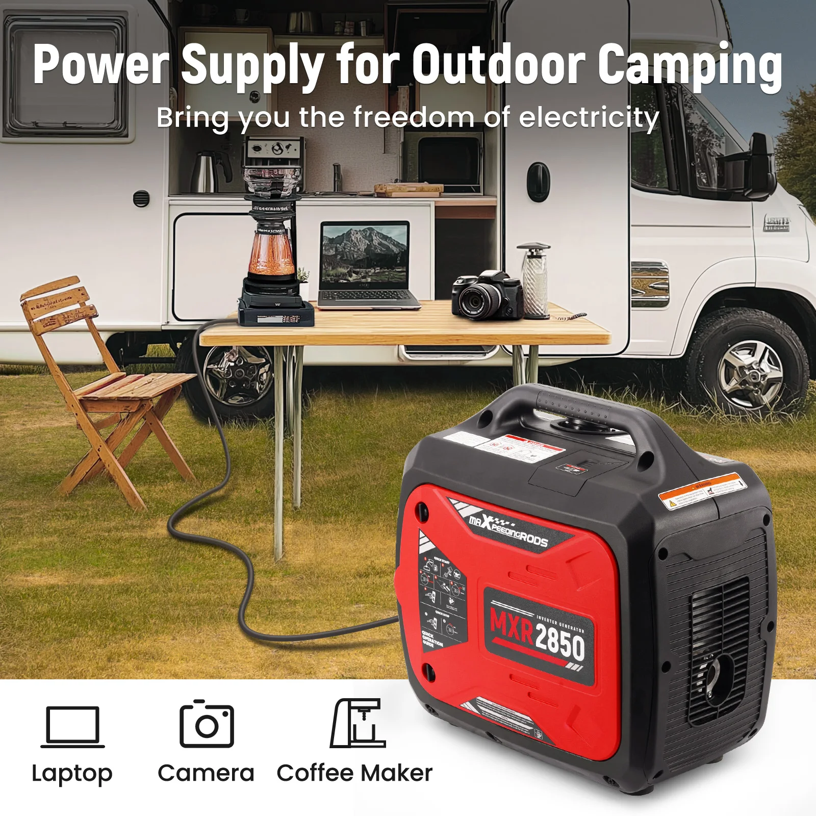 2850Watt Gas Powered Portable Inverter Generator 60dB Super Quiet for Camping for RV