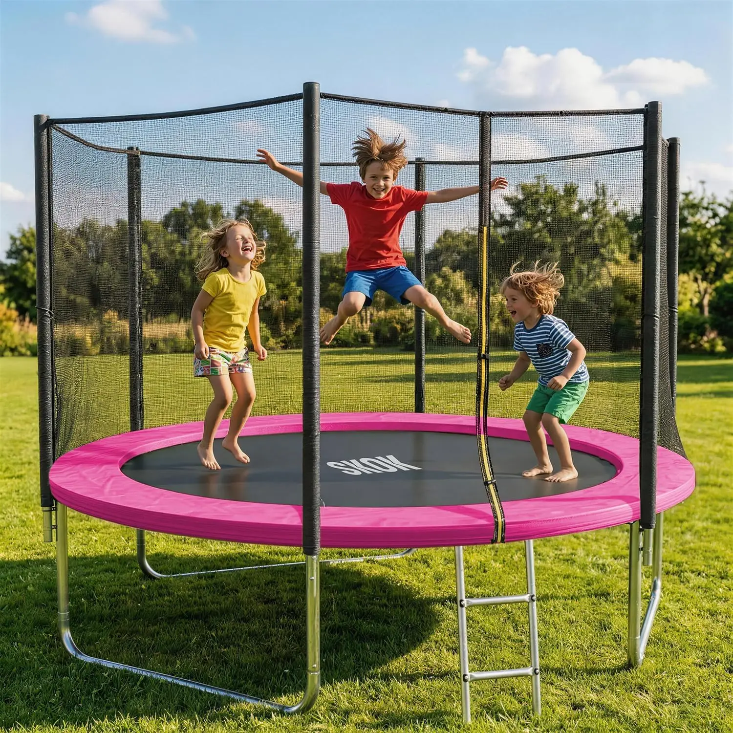 Trampoline for Kids,400LBS Outdoor Trampoline with Net-ASTM Approved Trampoline for Children and Adults
