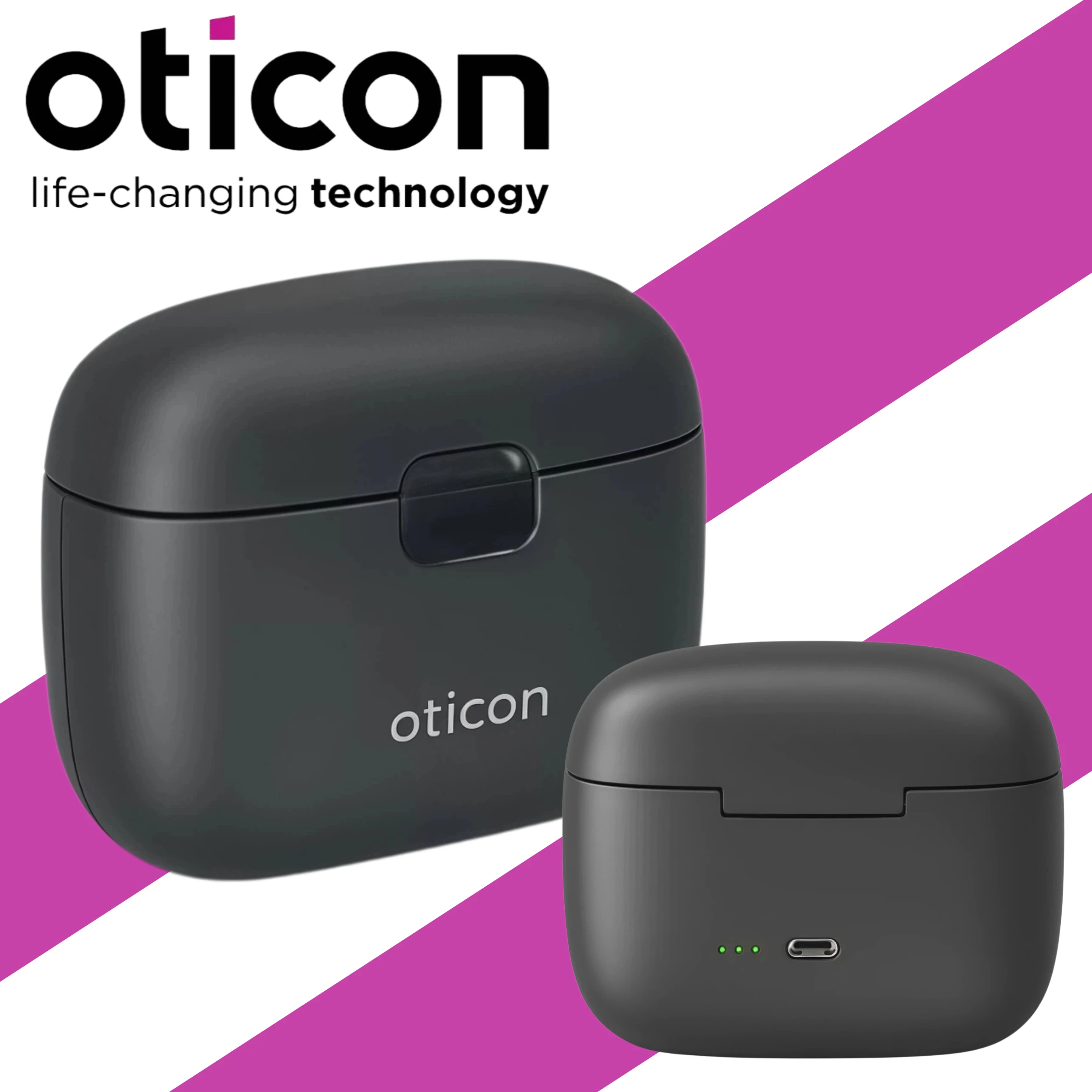 Oticon Hearing Aid Smart Charger with Built-in Battery Portable Charging Case for Oticon miniRITE R Real More Zircon Jet Play PX