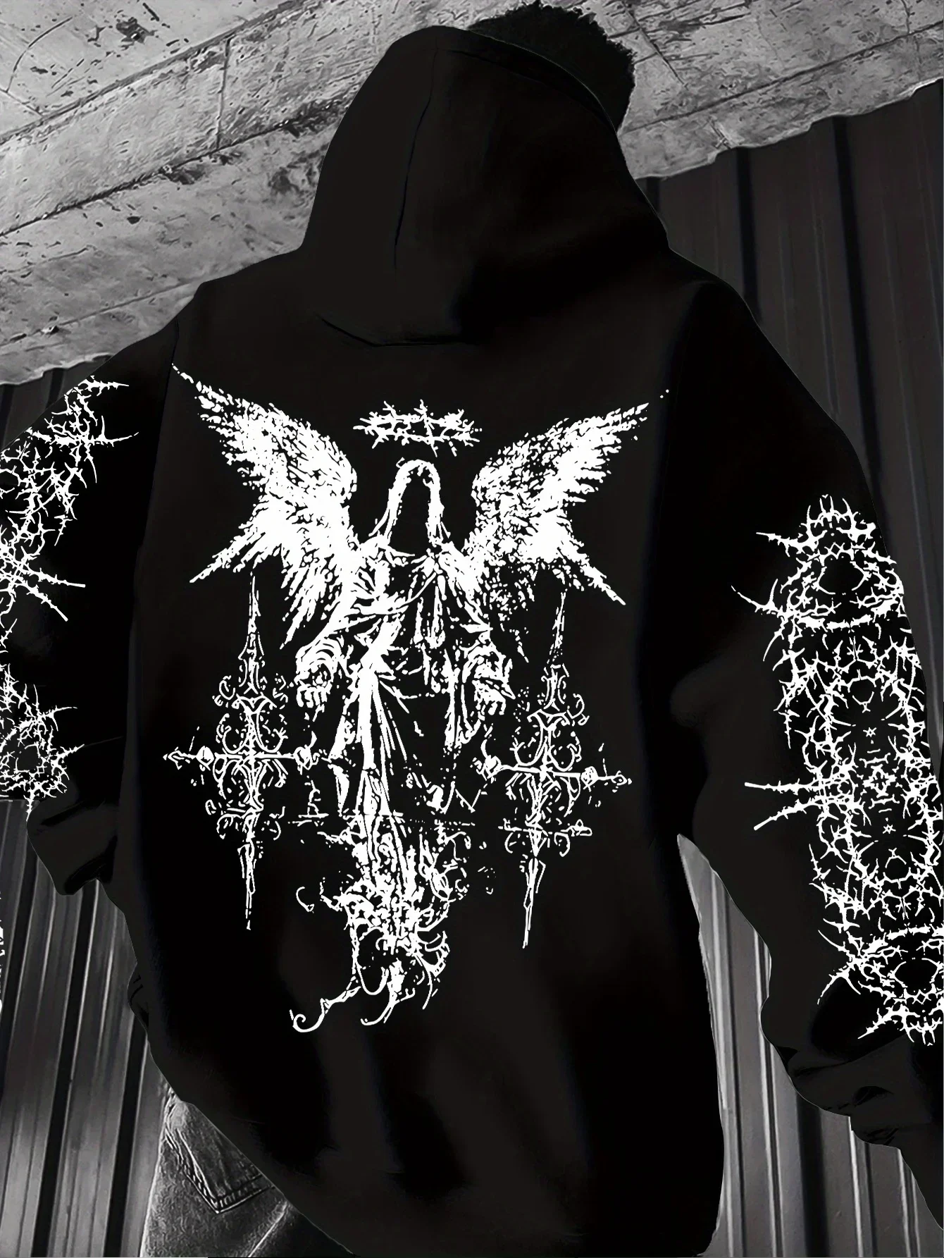 Hoodies Masculinos Góticos Punk com Estampa 3D, Estilo de Rua, Suéteres com Capuz, Pullover Casual Solto para Outono/Inverno, Roupas de Fitness ao Ar 