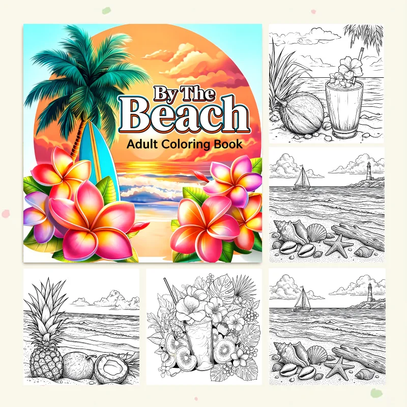 Cross-border new best-selling summer beach coloring book coloring book doodle coloring book coloring book thickened