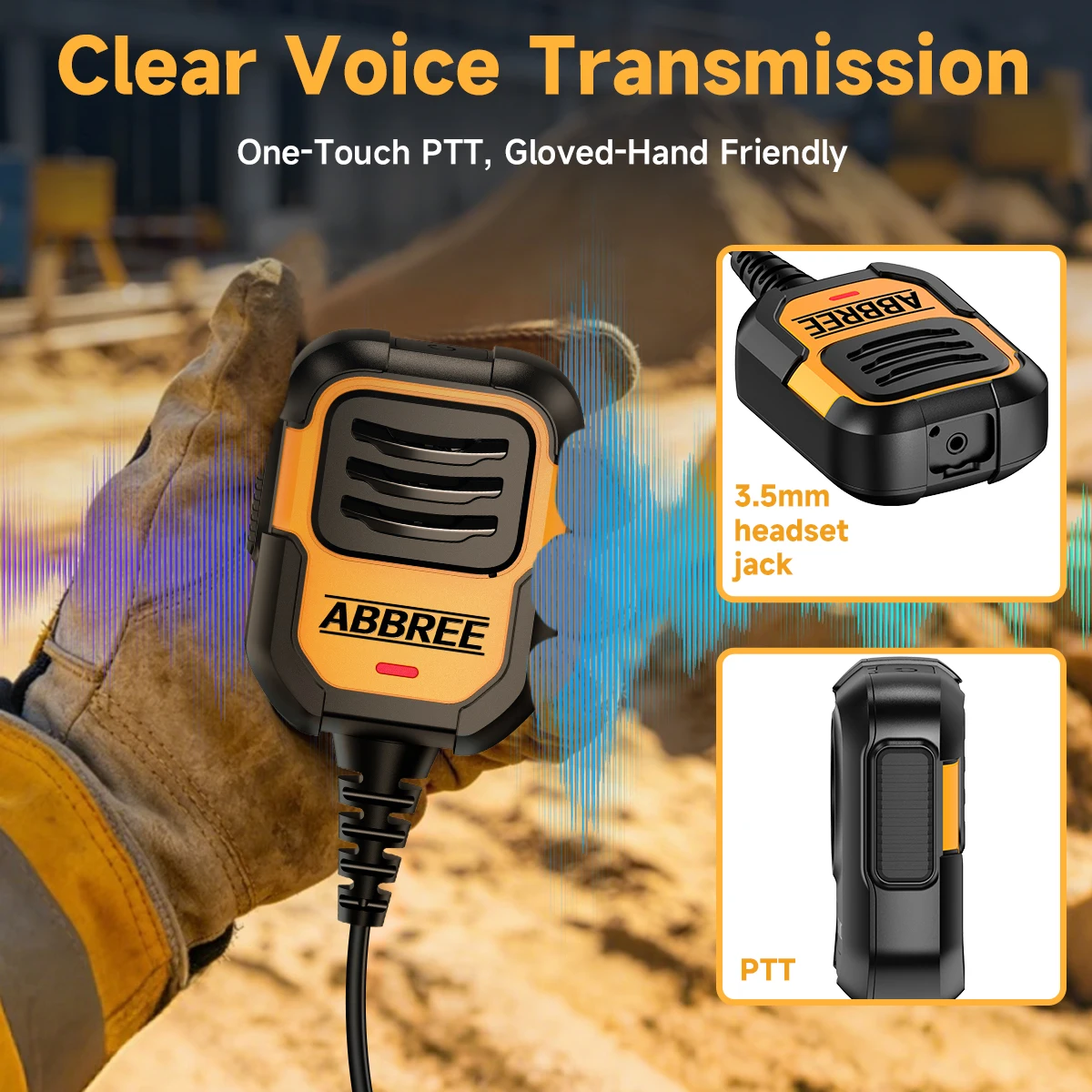ABBREE AR-790 IP54 Microphone Walkie Talkie Mic Shoulder Speaker PTT for Baofeng Radio UV-5R AR-152 UV-21 Upgrade BF-780 view 2