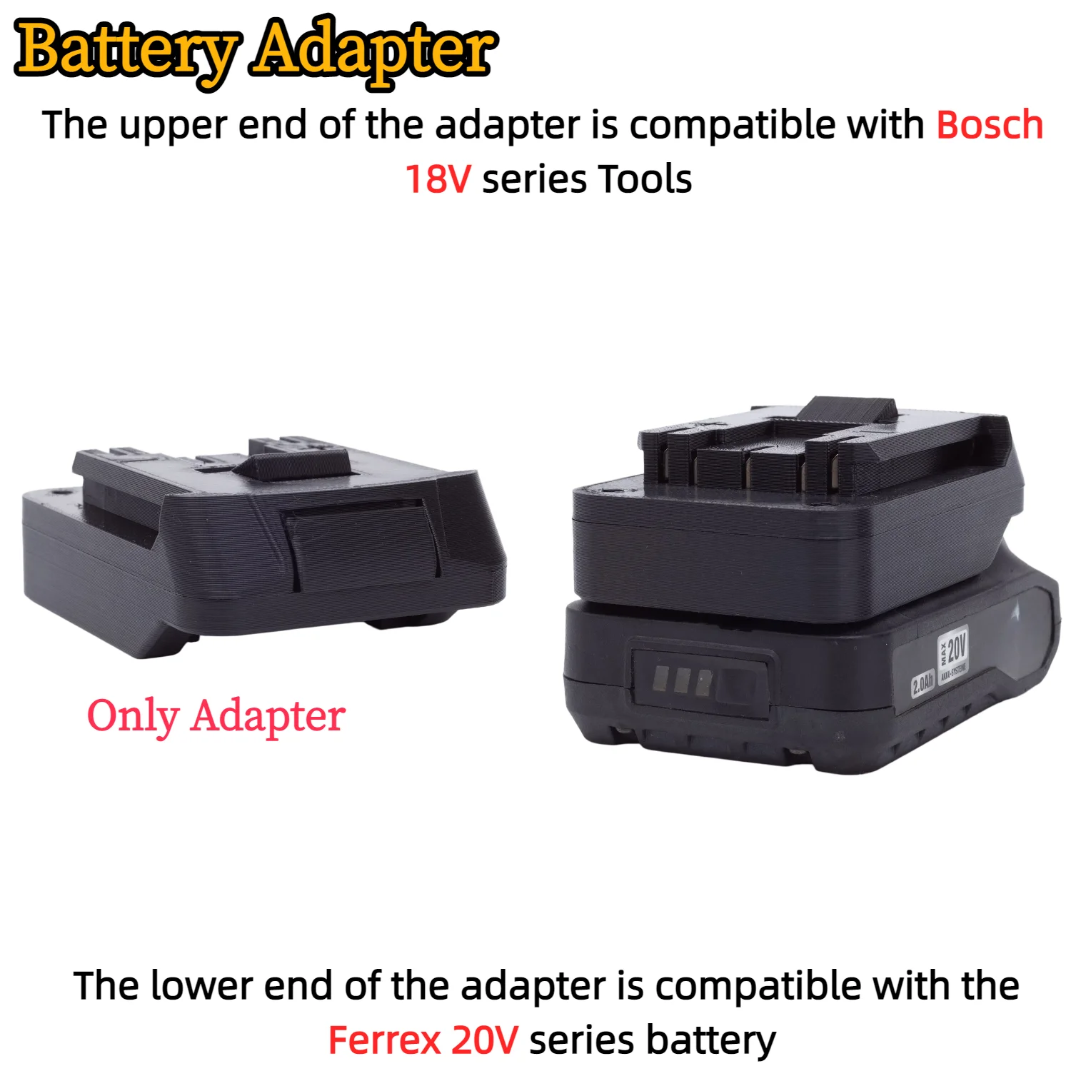 Battery Adapter/Converter for Aldi Ferrex 20V Active Energy Li-ion Battery TO Bosch 18V Cordless Tools(Only Adapter)