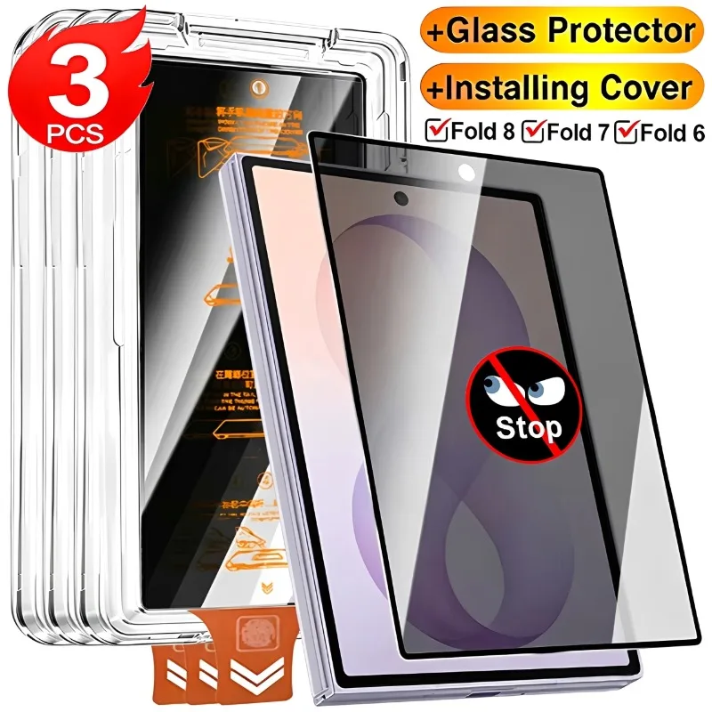 Staubfreier, einfach zu installierender Sichtschutz-/HD-Schutzfilm für Samsung Galaxy Z Fold 8 Ultra 8 7 6 aus gehärtetem Glas.