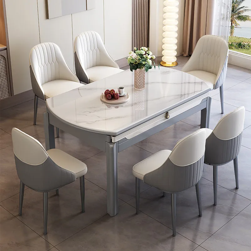 Mesa de comedor extensible de diseño, mesa de comedor nórdica moderna de lujo, mesa central de cocina, mesas de comedor, muebles de cocina