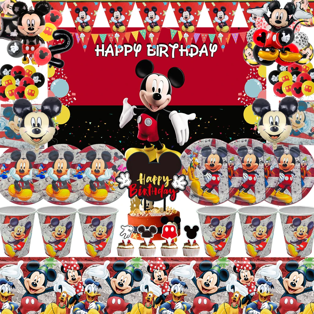 

Cartoon Mickey Mouse Figure Tableware Party Accessories Supplies Children's Birthday Decoration Paper Plate Cup Napkin DIY Gifts