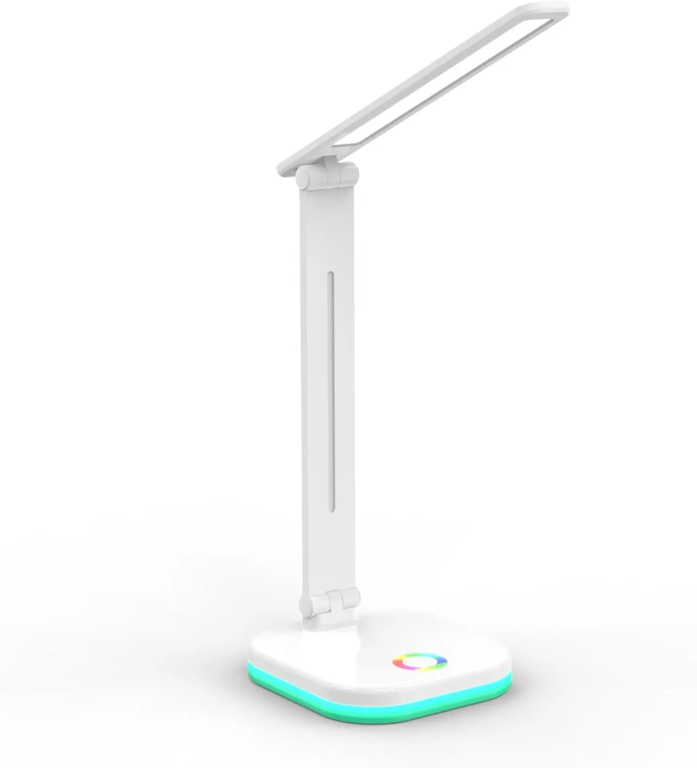 

Светодиодная настольная лампа с беспроводной зарядкой для телефона, RGB-подсветкой, регулируемой цветовой температурой, USB-портом для дома и офиса - белая