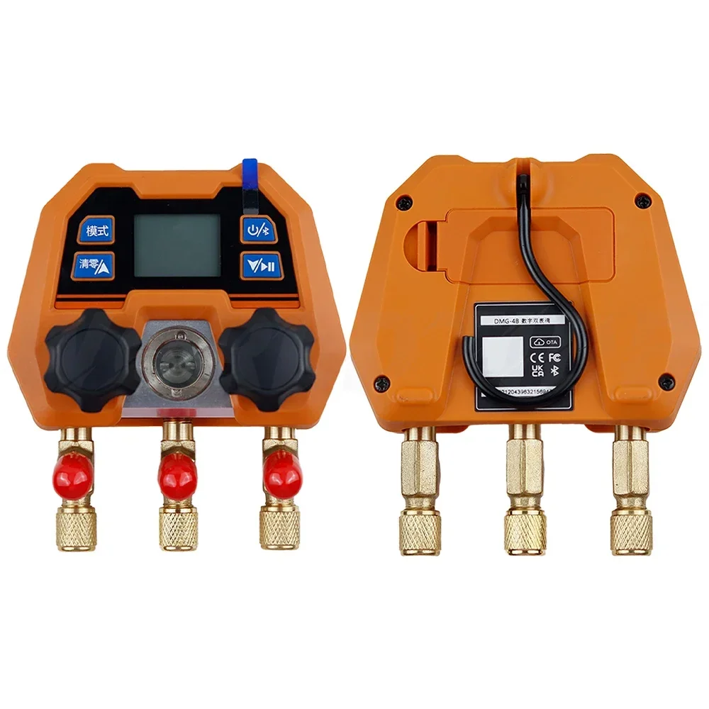 

DMG-4B Digital Display Gauge App Control AC Gauges Double Meter Valve Electronic Manifold Refrigeration Manifold-14~800psi