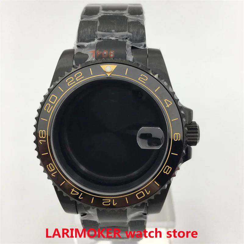 BLIGER 40mm Black PVD Case Sapphire Glass Ceramic Bezel Fits NH35 NH36 ETA2824 2836 PT5000 Mingzhu DG 3804 Miyota 8205 Movement