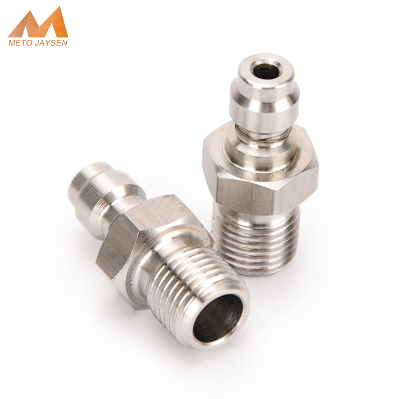 Quick Coupler M10x1 Male Plug 8MM Filling Head Stainless Steel Air Refilling Adapter Fittings without one way foster 2pcs/set