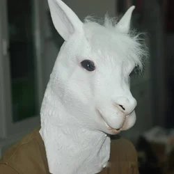 Eco-friendly Latex Full Alpaca Mask Funny Animal Sheep Head Mask Halloween Party Toy Prop Mask