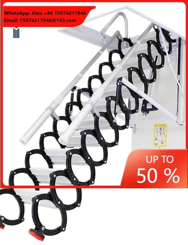 Electric Pull Down Attic Stairs Retractable Loft Ladder Remote Control Folding Ceiling Staircase Heavy Duty