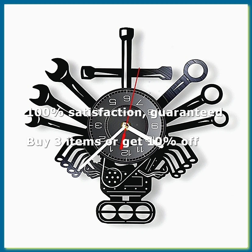 Personalized Car Repair Tools Wall Clock with LED Lights, Man Garage Wall Sign Decor Gift, Father'S Day Husband US Plug-ABPX