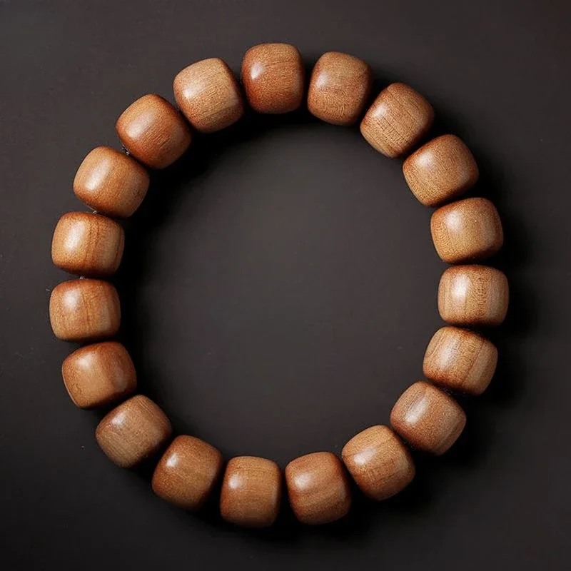 UMQ Natural Old Sandalwood Bracelets, Old Style Beads, Bucket Beads, Buddha Beads, Men's and Women's Bracelets, Sandalwood