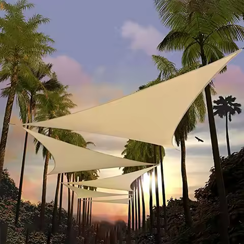 3/4M Outdoor Triangle Sun Shade Sail With Windproof Rope UV Blocking Canopy Permeable Breathable Deck Backyard Patio Shade Cover