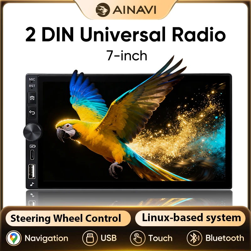 AINAVI 2Din Kabelloses Carplay Android Auto Bluetooth Universelles Autoradio USB AUX TF EQ Mirror Link SWC Typ C Radio Pantalla Coche Autoradio Radio Samochodowe Smart Car Systems Car Play Auto 7 Zoll