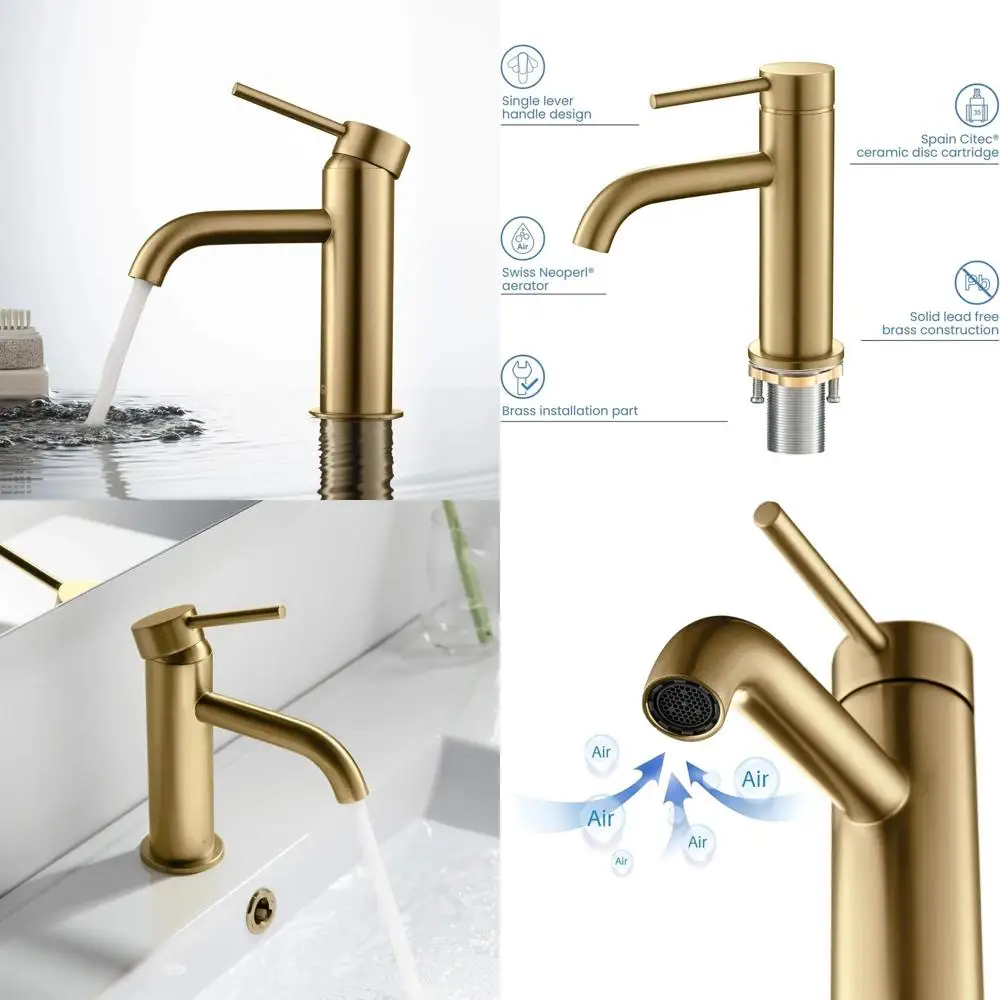 

Circular Single Handle Solid Brass Bathroom Sink Faucet with Pop-Up Drain, Durable and Corrosion-Resistant Modern Lavatory Fixtu