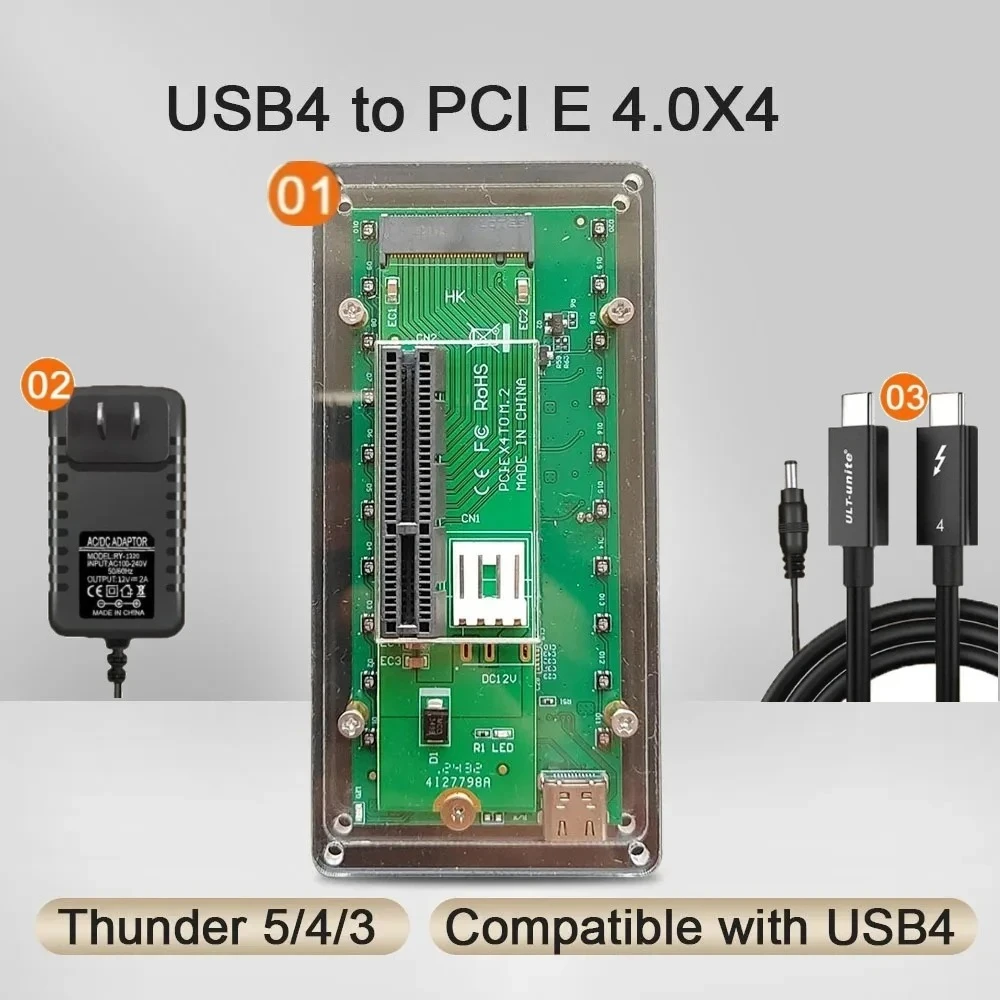 

USB4 Thunderbolt 5 PCIe 4.0 X4 Adapter 40Gbps High-Speed Laptop Notebook GPU Dock Expansion Sound 5.1 Small Slot Card Reader 7.1