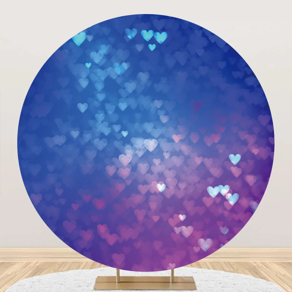 Laeacco Dreamy Blue Light Bokeh Sweet Love Heart Circle Background Wedding Kids Bithday Portrait Customized Photography Backdrop