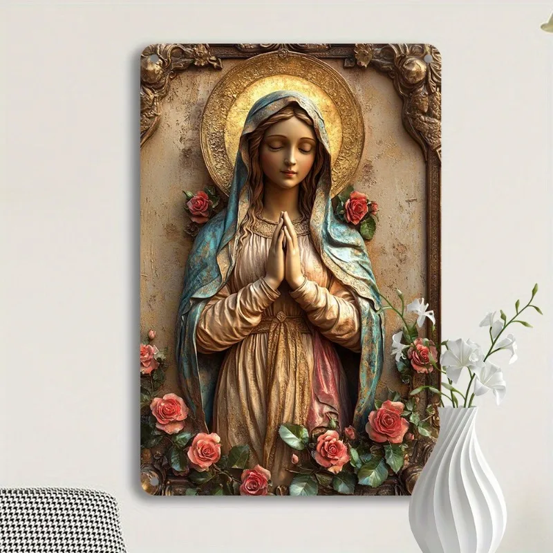 Religious Aluminum Tin Wall Art Signs, Vintage Prayer Metal Plaques