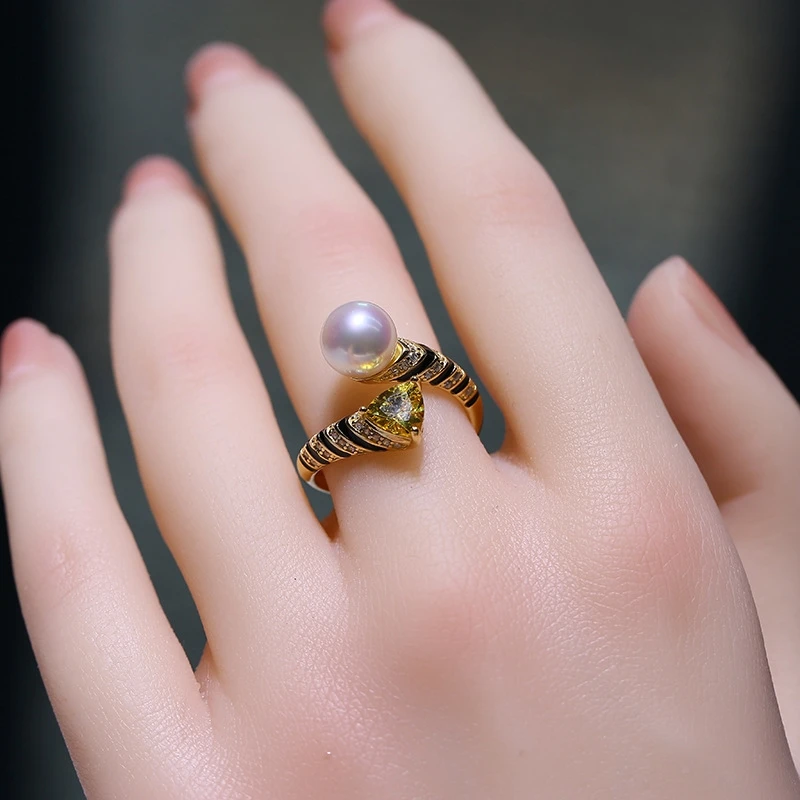 S925 Sterling Silver Adjustable Finger Ring Mountings Base Setting Findings Jewelry Mount Accessories for 8-12mm Pearls