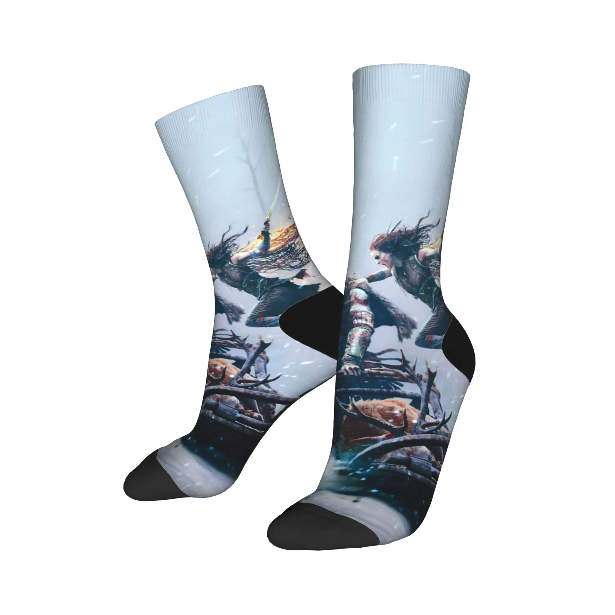 Kratos Socks God  War Games Kawaii Stockings Women Men Warm Soft Climbing Socks Autumn Custom Non Slip Socks