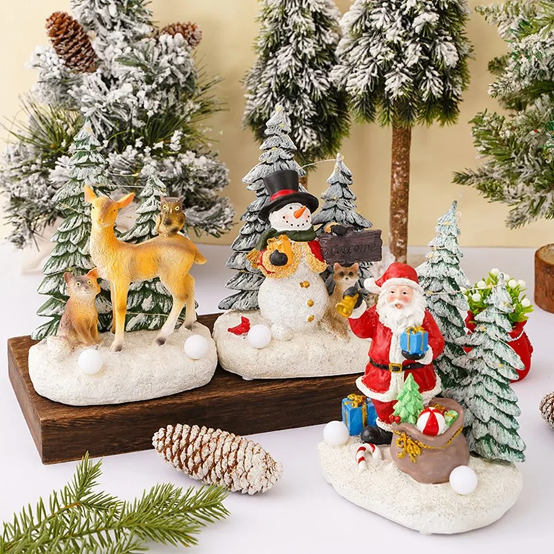 Christmas Music Rotating Santa Claus Tree Christmas Ornaments Resin Crafts Christmas Home Decoration B-SPMI